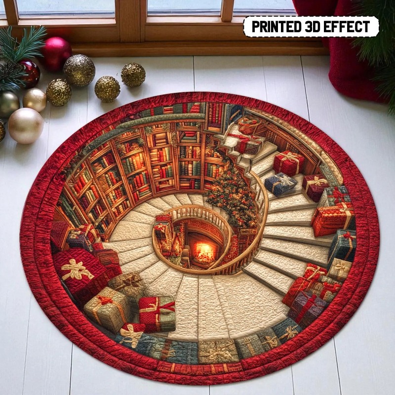 Commercial Book Printing Machines - 3D Book Library Christmas Carpet Printed